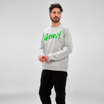 Unisex organic cotton brushed fleece sweatshirt 300g/m² Waikiki light grey colour fourth ambient view