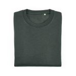 Unisex organic cotton brushed fleece sweatshirt 300g/m² Waikiki dark green colour second front view