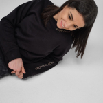 Women’s organic cotton crew neck sweatshirt 300g/m² Waikiki black colour ambient view