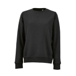Women’s organic cotton crew neck sweatshirt 300g/m² Waikiki black colour front view