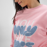 Women’s organic cotton crew neck sweatshirt 300g/m² Waikiki pink colour ambient view
