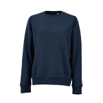 Women’s organic cotton crew neck sweatshirt 300g/m² Waikiki navy-blue colour front view