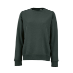 Women’s organic cotton crew neck sweatshirt 300g/m² Waikiki dark green colour front view