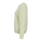 Women’s organic cotton crew neck sweatshirt 300g/m² Waikiki pastel green colour third view