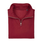 Unisex organic cotton 1/4 zip sweatshirt 340g/m² Malibu burgundy colour second front view