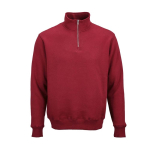 Unisex organic cotton 1/4 zip sweatshirt 340g/m² Malibu burgundy colour front view