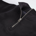 Unisex organic cotton 1/4 zip sweatshirt 340g/m² Malibu black colour detail view