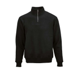 Unisex organic cotton 1/4 zip sweatshirt 340g/m² Malibu black colour front view
