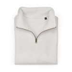 Unisex organic cotton 1/4 zip sweatshirt 340g/m² Malibu white colour second front view