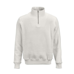 Unisex organic cotton 1/4 zip sweatshirt 340g/m² Malibu white colour front view