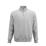 Unisex organic cotton 1/4 zip sweatshirt 340g/m² Malibu marbled grey colour front view