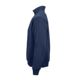Unisex organic cotton 1/4 zip sweatshirt 340g/m² Malibu navy-blue colour third view