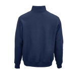 Unisex organic cotton 1/4 zip sweatshirt 340g/m² Malibu navy-blue colour rear view