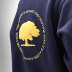 Unisex organic cotton 1/4 zip sweatshirt 340g/m² Malibu navy-blue colour detail view