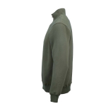 Unisex organic cotton 1/4 zip sweatshirt 340g/m² Malibu military green colour third view