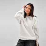 Unisex organic cotton crew neck sweatshirt 340 g/m² Nazaré white colour ambient view