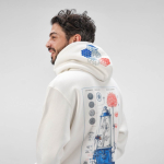 Unisex organic cotton hoodie 340g/m² Tulum white colour second ambient view