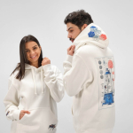 Unisex organic cotton hoodie 340g/m² Tulum white colour
