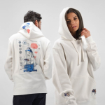Unisex organic cotton hoodie 340g/m² Tulum white colour ambient view