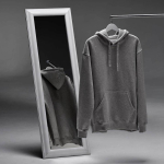 Unisex organic cotton hoodie 340g/m² Tulum marbled grey colour ambient view
