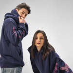 Unisex organic cotton hoodie 340g/m² Tulum navy-blue colour ambient view