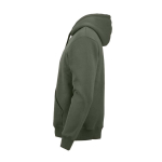 Unisex organic cotton hoodie 340g/m² Tulum military green colour third view