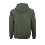 Unisex organic cotton hoodie 340g/m² Tulum military green colour rear view
