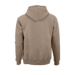 Unisex organic cotton hoodie 340g/m² Tulum light brown colour rear view