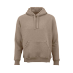 Unisex organic cotton hoodie 340g/m² Tulum light brown colour front view