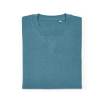 Unisex organic cotton sweatshirt with French terry 300 g/m² Capri petrol blue colour second front view