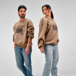 Unisex organic cotton oversized sweatshirt 340gsm Whitehaven light brown colour second ambient view