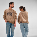 Unisex organic cotton oversized sweatshirt 340gsm Whitehaven light brown colour third ambient view