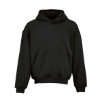 Unisex oversized 340 g/m² cotton and recycled polyester hoodie Ericeira black colour front view