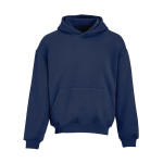 Unisex oversized 340 g/m² cotton and recycled polyester hoodie Ericeira navy-blue colour front view