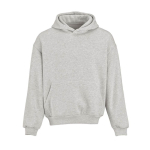 Unisex oversized 340 g/m² cotton and recycled polyester hoodie Ericeira heather light grey colour front view