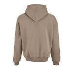 Unisex oversized 340 g/m² cotton and recycled polyester hoodie Ericeira light brown colour rear view