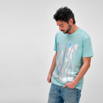 Unisex organic cotton regular fit T-shirt 165g/m² Copacabana light-green colour ambient view