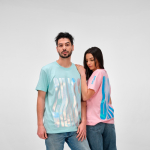 Unisex organic cotton regular fit T-shirt 165g/m² Copacabana light-green colour second ambient view