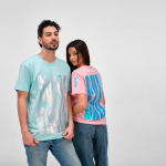 Unisex organic cotton regular fit T-shirt 165g/m² Copacabana light-green colour ambient view