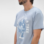 Unisex organic cotton regular fit T-shirt 165g/m² Copacabana pastel blue colour ambient view