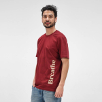 Unisex organic cotton rib knit T-shirt 180g/m² Maya burgundy colour third ambient view