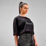 Unisex organic cotton oversized fit T-shirt 240 g/m² Paloma black colour third ambient view