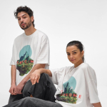 Unisex organic cotton oversized fit T-shirt 240 g/m² Paloma white colour third ambient view