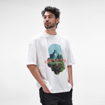 Unisex organic cotton oversized fit T-shirt 240 g/m² Paloma white colour ambient view