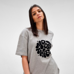 Unisex organic cotton oversized fit T-shirt 240 g/m² Paloma marbled grey colour second ambient view