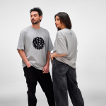 Unisex organic cotton oversized fit T-shirt 240 g/m² Paloma marbled grey colour ambient view