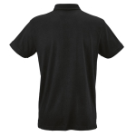 Unisex organic cotton short-sleeve polo 160g/m² Ipanema black colour rear view