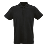Unisex organic cotton short-sleeve polo 160g/m² Ipanema black colour front view