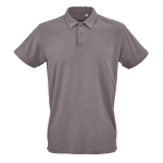 Unisex organic cotton short-sleeve polo 160g/m² Ipanema grey colour front view