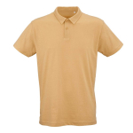 Unisex organic cotton short-sleeve polo 160g/m² Ipanema yellow colour front view